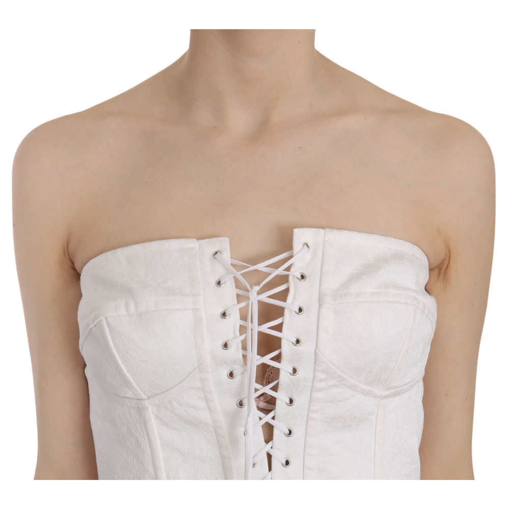 Dolce & Gabbana White PALERMO Cotton Bustier Top Corset - Picture 4 of 5
